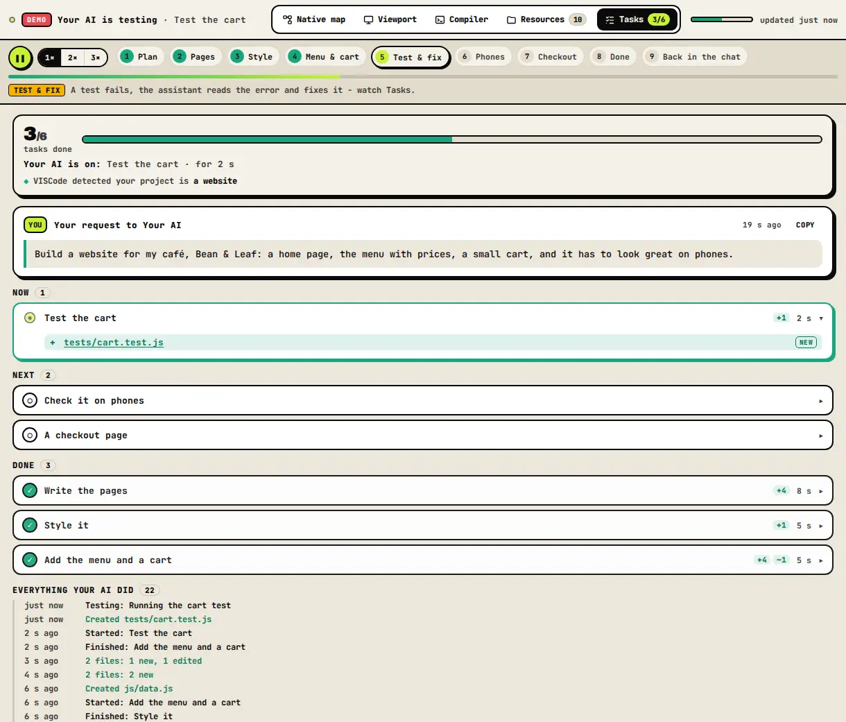 Claude + MCP: watch Claude build, file by file - a screenshot of VISCode